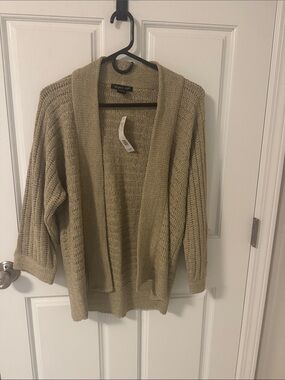 august silk Open-Front Knit Cardigan in Beige